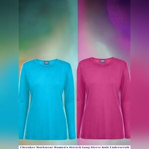 Cherokee Workwear Women's Stretch Long Sleeve Knit Underscrub Set Of Two
